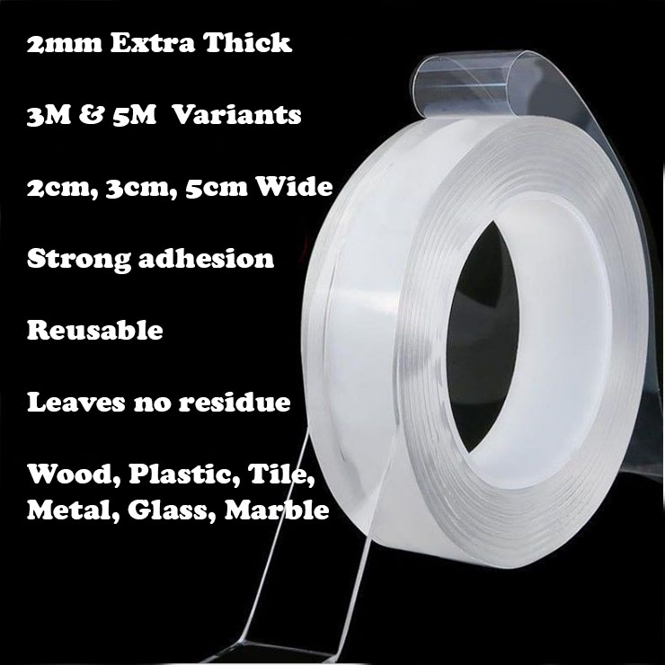 Magic Double-sided Adhesive Tape Clear Washable Traceless Nano Invisible Gel-WI 