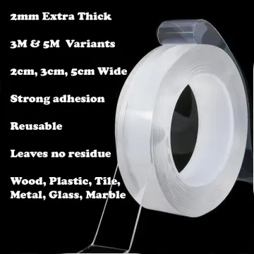 Strong Nano Double Sided Tape Heavy Duty Mounting,Clear Removable Sticky  Adhesive Strips No Damage Wall,Waterproof Reusable Thick Gel Grip for  Hanging