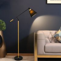 Rocker Arm Type Living Room LED Floor Lamp Study Remote Control Dimming Led Standing Lamps Bedroom Cloth Bedside Lights