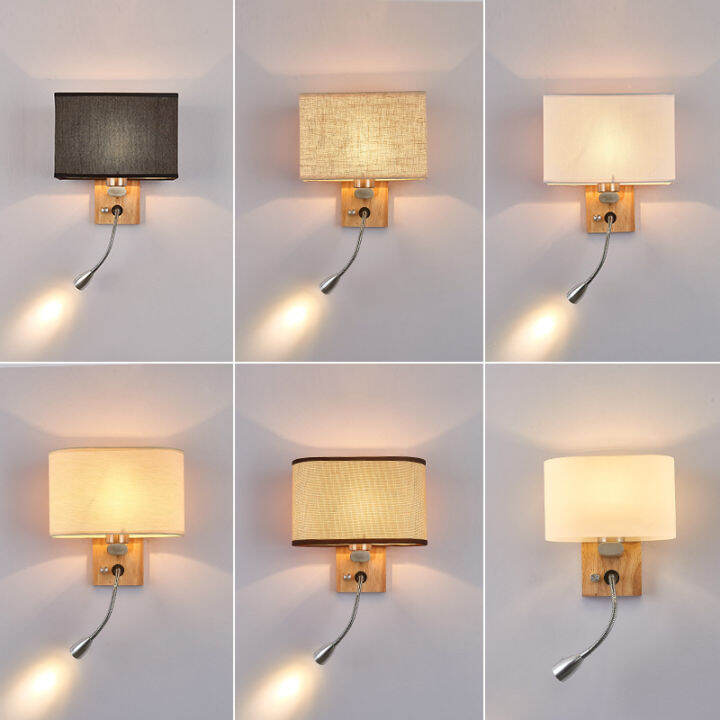 จีนทางเดินโคมไฟข้างเตียงไม้-led-โคมไฟติดผนังนอร์ดิกห้องนอนผ้าผ้าอ่านโคมไฟตารางการแข่งขันโรงแรมห้อง-led-ผนังเชิงเทียน
