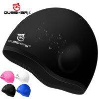 QUESHARK Women Men Silicone Waterproof Seamless 3D Elastic Swimming Cap Sphere Ear Protector Diving Swim Hat Hair Protection Swim Caps