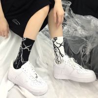 Korean Style Harajuku Skateboard Long Socks Creative Fun Lightning Hip Hop Style Socks Unisex Street Funny Happy Couple Socks