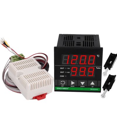 SINOTIMER Temperature Humidity Controller, MH0302 Panel Mounted Digital Temperature and Humidity Controller Sensor