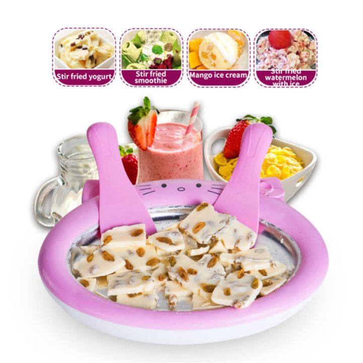 ถาดทำไอติมผัด-ice-cream-maker-เครื่องทอดโยเกิร์ต-diy-เครื่องทำไอศครีมผัด-แบบพกพาได้-พลั่วน้ำแข็งฟรี-ที่ทำไอติม-relaxhome