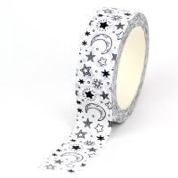 2022 NEW 1PC 10M Decor Cute Black and White Moon and Stars Washi Tapes Scrapbooking Planner Adhesive Masking Tape Stationery TV Remote Controllers