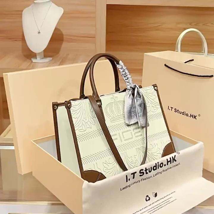 Hong Kong Leather Tote Women's Large Bag 2023 New HighGrade Handbag