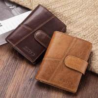 [Free Shipping] ZZOOI Hot Selling Top Layer Cowhide Mens Zero Wallet with Multi Card Large Capacity Buckle Leather Mens Wallet