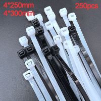 250pcs Self Locking Plastic Nylon Cable Tie Black/White 4x250/300mm Cable Tie Retaining Ring Industrial Cable Tie Set