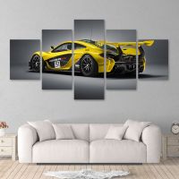 McLaren GTR สีเหลืองหรูหรากีฬารถโปสเตอร์ Wall Art ผ้าใบ HD พิมพ์ภาพวาดห้องนั่งเล่นภาพตกแต่งบ้าน