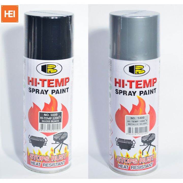 【Ready Stock】 BOSNY HiTemp Hi Heat Spray Paint 12F (Gloss Black