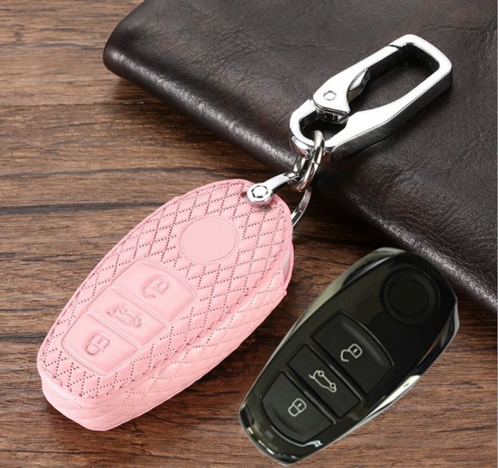 new-high-quality-car-genuine-leather-key-cover-holder-wallet-for-volkswagen-vw-touareg-3-buttons-fob-smart-key-accessories