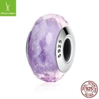[COD] s925 silver-purple flashing glass beads cut surface diy popular bracelet beaded loose bead accessories