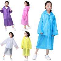 Rain Cape Portable Breathable Waterproof Kids Hooded Rain Cape   Kids Rainwear  Outdoor Supply