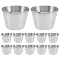 12 Pack Stainless Steel Condiment Sauce Cups,Commercial Grade Dipping Sauce Cups,Ramekin Condiment Cups Portion Cups