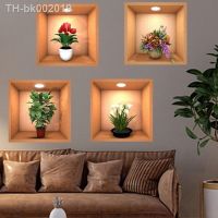 ⊕❡ 3/4Pcs Modern Simple Decoration Wall Sticker Potted Plant Illustration Decorative PVC Frosted Stickers Living Room Wall Decor