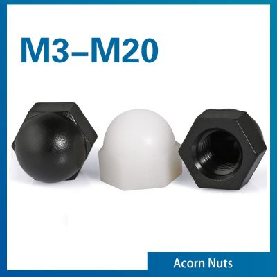 Mur kubah topi Acorn nilon mur Hex plastik putih/hitam mur segi enam M3 M4 M5 M6 M8 M10 M12 M14 M16 M18 M20 untuk penggunaan isolasi