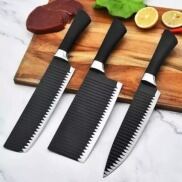BH 12T Bộ 3 dao Nhật Bản thép không gỉ thân dao gợn sóng chống dính siêu