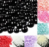 Accessories fashion  1000 Black Size from 2-10mm Craft ABS Resin Flatback Half Round Pearls Flatback Scrapbook Beads Beads