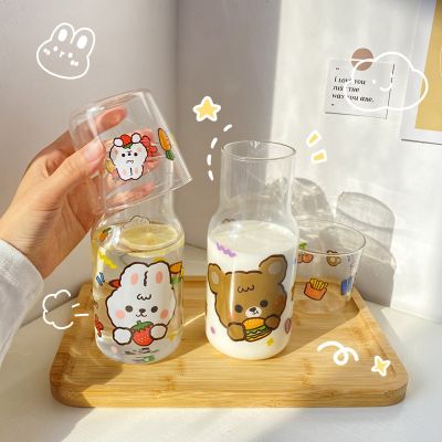 [ใหม่2023] 520Ml น่ารักหมีสตรอเบอร์รี่ถ้วยน้ำชุดแก้วโปร่งใสสร้างสรรค์กาแฟไวน์ผลไม้เครื่องดื่มเบียร์ถ้วยน่ารักกับฟาง