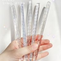 ♕✳❄ 1 pc Clear Laser In the Sun Glitter Triangular Ruler Straightedge Student Math Study Measuring Drawing Stationery