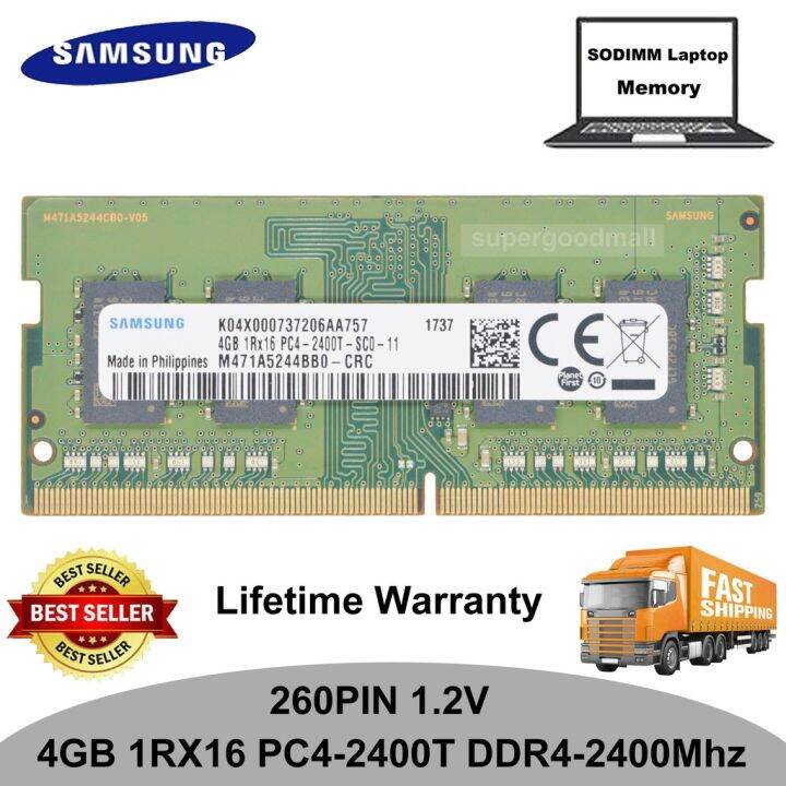 Samsung 4GB 1Rx16 PC4-2400T DDR4-2400Mhz 260Pin 1.2V SODIMM Laptop ...