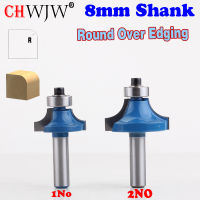 1PC 8mm Shank Round Over Edging Router Bit－1/4－,3/8－รัศมีตรง end mill trimmer ทําความสะอาดล้างมุมตัดรอบ