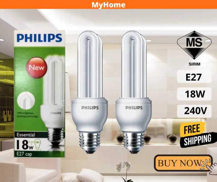 Original Philips Plce E27 18w Energy Saving Bulbs Screw Type With Sirim Approved Mentol Philips 8578