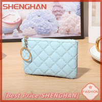 SHENGHAN กระเป๋าหนังแฟชั่นผู้หญิง Dompet Koin กระเป๋าสตางค์ขนาดเล็กเปลี่ยน Pouch Koin กระเป๋าคลิปเงินมีซิปขนาดเล็กที่ใส่กุญแจ