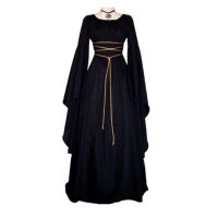 Medieval Gothic Dark Style R Cosplay Long-sleeved Elegant Dress Party Halloween Renaissance Costumes for Women