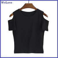 We[love] เสื้อยืดลำลองผู้หญิงปิด-ไหล่แขนสั้น Tees Crop Tops เสื้อ