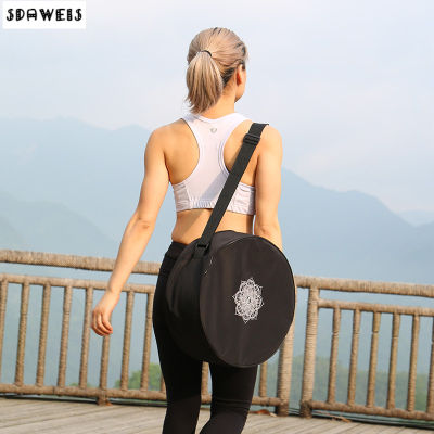 Yoga Wheel Bag Nylon Black Mandala Flower Yoga Circle Bag Large Capacity Double Zipper Pilates Wheel Backpack Fitness Sport Bag