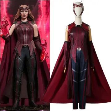 Female Wanda Maximoff Cosplay Costume Scarlet Witch Headwear Cloak and  Pants Full Set Outfit