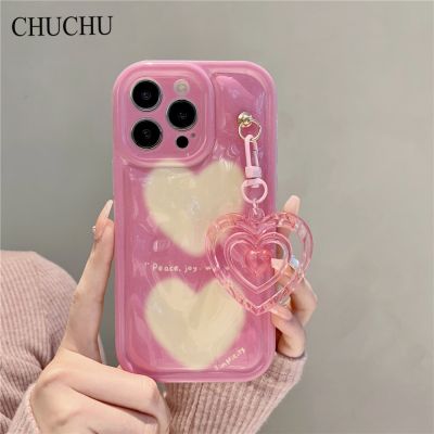 【LZ】 Korean 3D Pink Love Heart Keychain Soft Case for iphone 11 14 13 12 Pro Max XR X XS 14Plus Cute Meteorite Pattern Silicone Cover