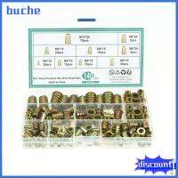 BUCHE 140Pcs M4 M5 M6 M8 M10 เม็ดมีดเกลียว 7ขนาด สังกะสีอัลลอยด์ น็อตหัวไดรฟ์หกเหลี่ยมสำหรับเฟอร์นิเจอร์ พร้อมกล่องเก็บของ แทรกชุดจัดประเภทถั่ว เฟอร์นิเจอร์ไม้สำหรับตกแต่ง