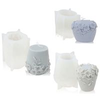 Cylinder Candle Silicone, 3D Rattan Flowers Silicone Candle Mould for Aromatherapy Candle