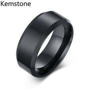 Thời Trang Kemstone Nhẫn Đen Bóng Đơn Giản Bằng Thép Không Gỉ 8MM Dành Cho