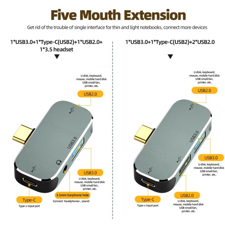 guugei-type-c-hub-4-in-1-multifunctional-pd-100w-usb3-0-usb2-0-3-5mm-jack-earphone-adapter-cable-converter-fast-data-connector-usb-hubs