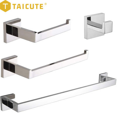 TAICUT Chrome Bathroom Accessories Sets Towel Holder Bar Rack Hooks Wall Mount Toilet Paper Roll Holder Coat Hanger Hardware