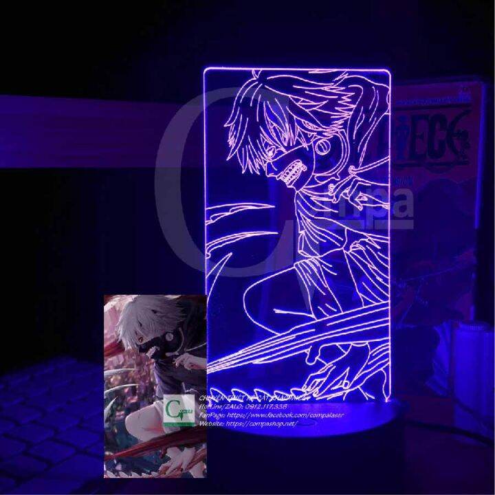 ĐÈN NGỦ ANIME LED 3D HOT] Đèn Ngủ Tokyo Ghoul Ken Kaneki Type 03 ATKG0203  16 MÀU TÙY CHỈNH COMPASHOP 