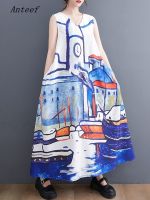 【HOT】☼✣ sleeveless strap vintage floral dresses for women casual loose long summer dress elegant 2023