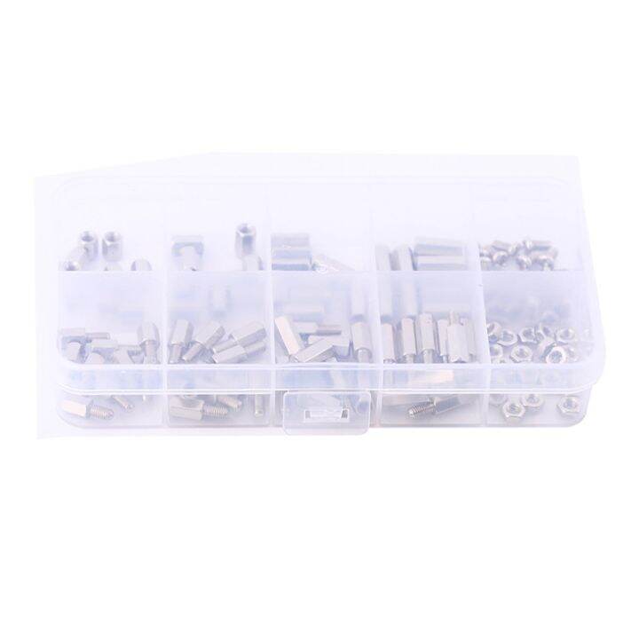 200pcs-set-m3-hex-nut-spacing-screw-male-female-threaded-pillar-pcb-pc-motherboard-nickel-plated-standoff-spacer-kit