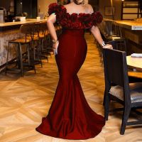 【HOT】☎ Evening Dresses 2023 Shoulder Bodycon Patchwork Neck Clothing