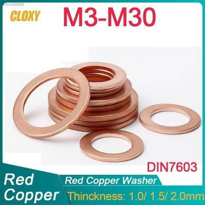 ♂▨☂ M3 M4 M5 M6 M8 M10 M12 M14 M16 M18 M20 M22 M24 M27 M30 Boat Red Brass Copper Crush Sealing Washer Flat Seal Ring Gasket DIN7603