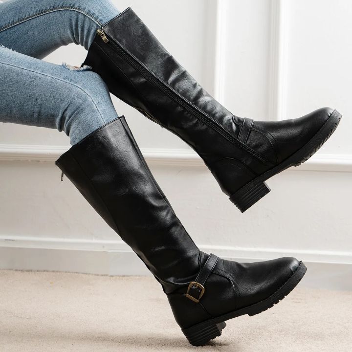 Thigh high hot sale buckle boots