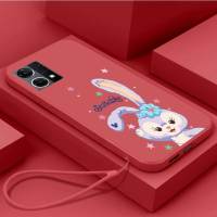 เคส OPPO Reno ซิลิโคนเหลวเคสนิ่มใส่โทรศัพท์7 4G OPPO F21 Pro 4G ฝาครอบเคสกันกระแทกมือถือเรียบเคสโทรศัพท์โทรศัพท์กระต่ายน่ารักพร้อมสายคล้อง