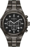 Bulova Classic Chronograph Mens Stainless Steel Diamond Black