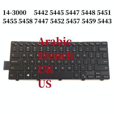 อาหรับฝรั่งเศสในสหราชอาณาจักรสำหรับ Dell 14-3000 3442 3443 5442 5445 5447 5448 5451 5455 5458 7447 5452 5457ไฟเรืองแสงของแป้นพิมพ์ NSK-LQ0BC