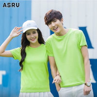 ASRV เสื้อยืดแขนแขนสั้นคอกลมแห้งเร็วแบบสีทึบเข้ารูปพอดีเสื้อยืดระบายอากาศผู้ชาย