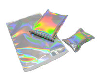 50pcs Thick Flat Holographic Laser Self Sealing Bag Adhesive Cellphone Cosmetics Envelope Document Gifts Packaging Pouches