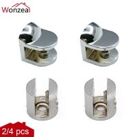 2/4pcs/Lot Half Round With-Cap Glass Clamps Chrome Finished Zinc Alloy Shelves Support Corner Bracket Clips For 8mm Glass Board